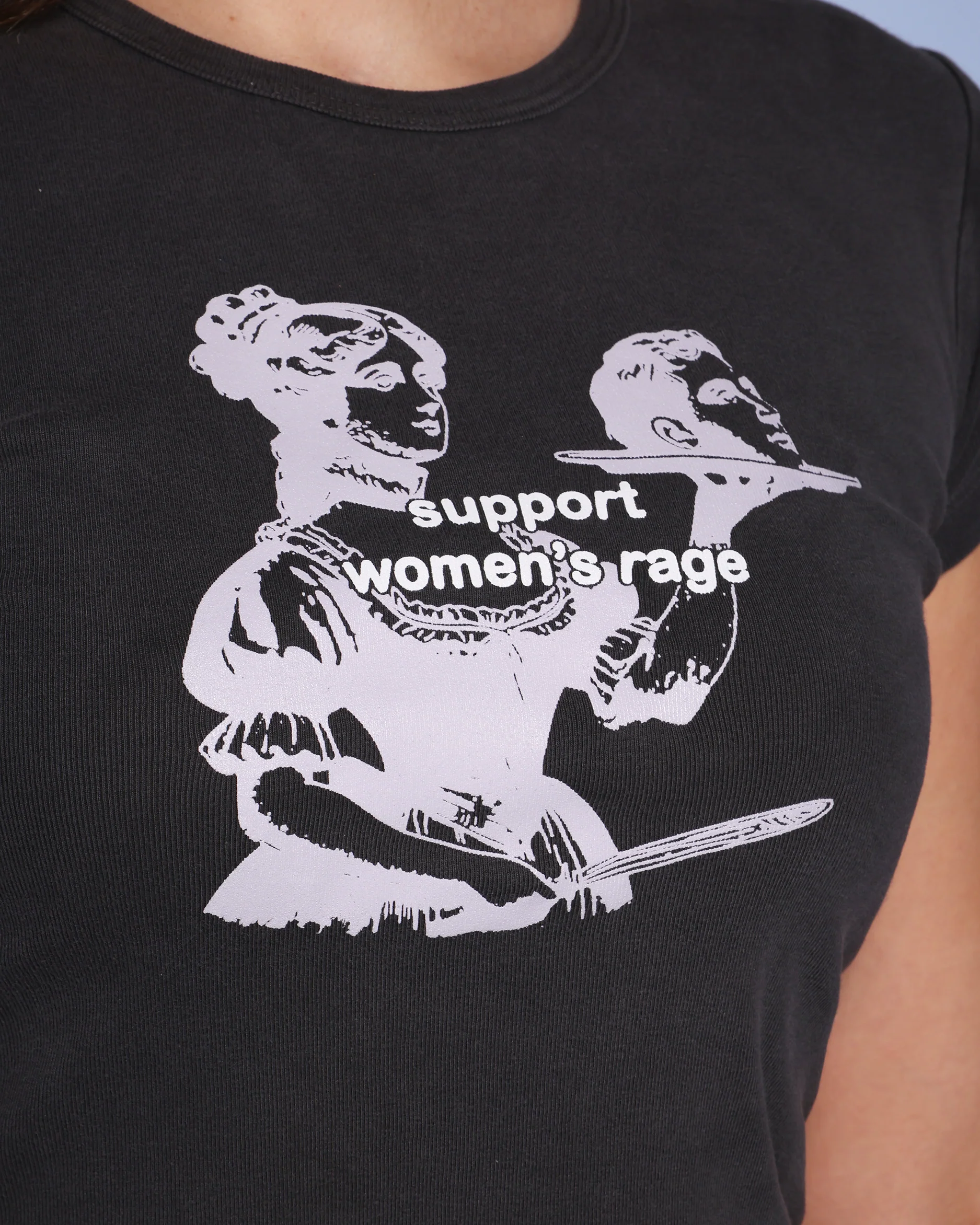 PRE-ORDER Support Women's Rage Tee in Charcoal - Image 2