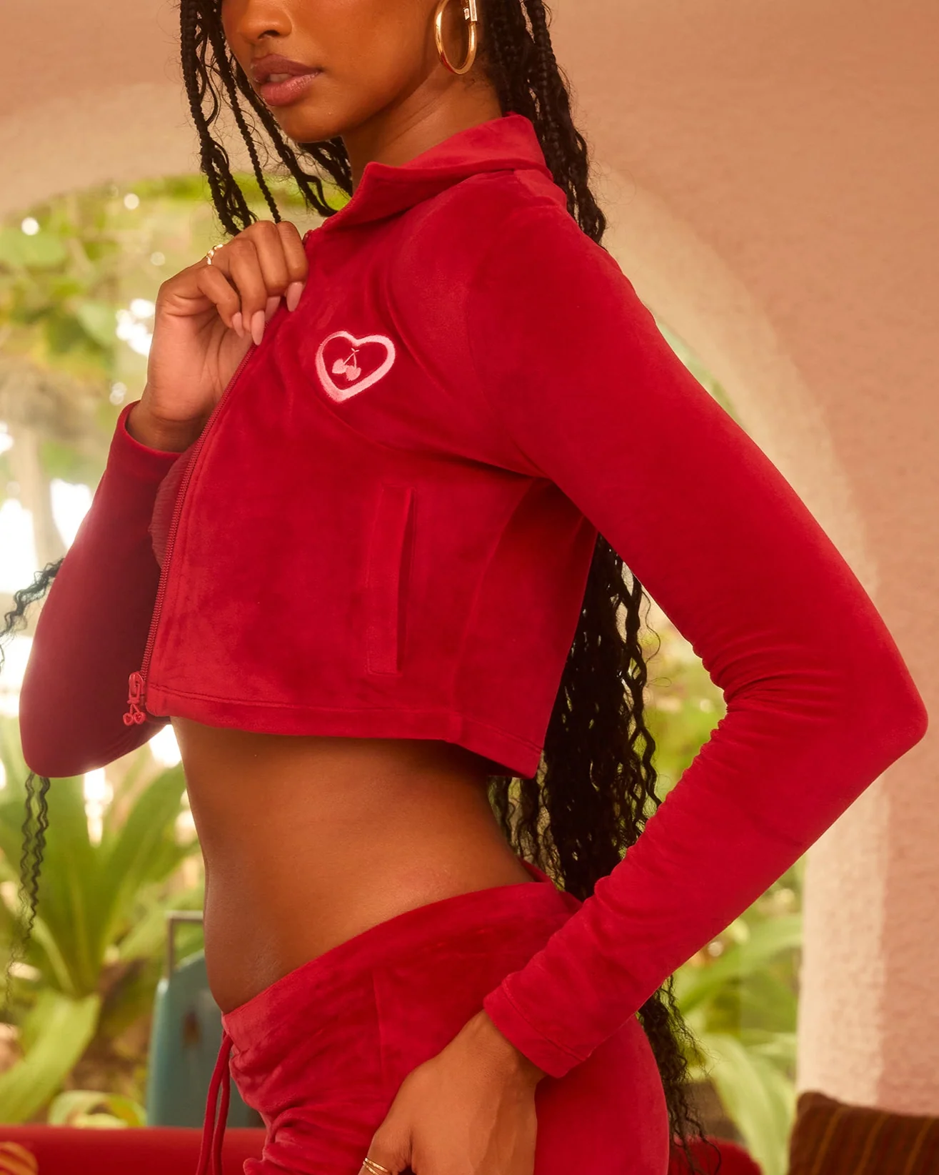 Vacation Crop Jacket in Red - Image 5